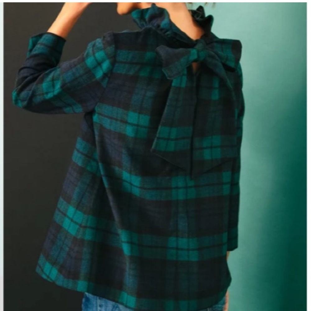 Tuckernuck Blackwatch Plaid Faye Blouse in Small - Picture 3 of 9